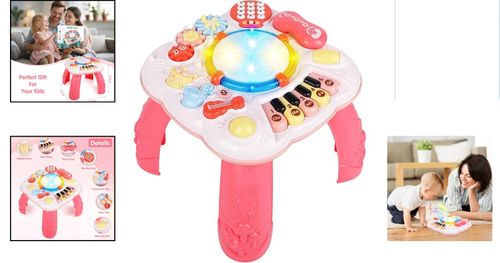 Cemirk Baby Activity Table - Educational Musical Toy for 6-36  - Pink — image 2