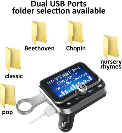 Clydek Bluetooth FM Transmitter Radio Adapter Audio Receiver Dual USB2.4A remote — image 7