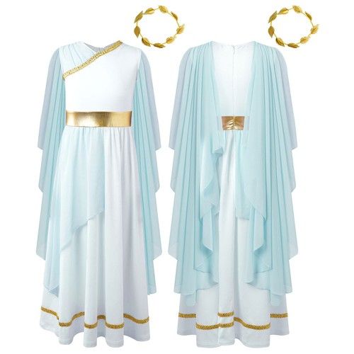 UK Kids Girls Dancewear Greek Dress Exercise Playwear Party Role Play Costumes