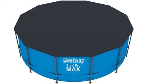 USED Bestway Steel Pro Frame Pool Cover 10ft 12ft ROUND SWIMMING POOL PADDLING