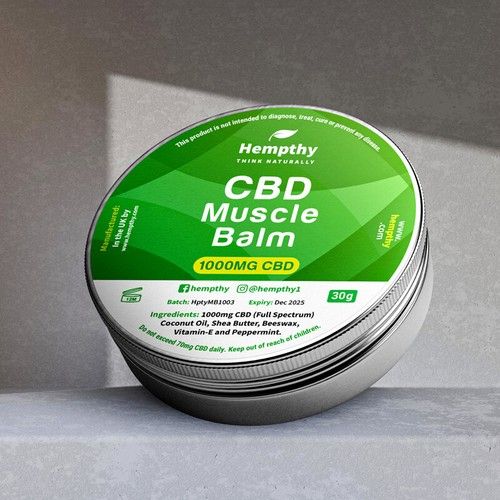 CBD Muscle Balm 250 | 500 | 1000mg - 30g - Infused with Peppermint & Vitamin E