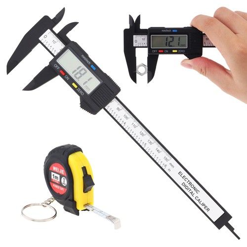 Digital Vernier Caliper 150mm Micrometer Gauge Tool with Mini Tape Measure 100mm