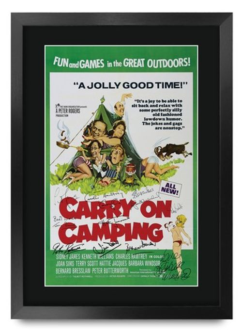 Carry On Camping Movie Poster Signed Printed Autograph A3 Framed Memorabilia