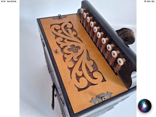 Vintage 10 Button/One Row Accordion Black - Fair Condition — image 13