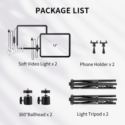 2×12” Photography 352 LED Video Lighting Kit Photo Light Panel Studio 2700-6500K — image 7