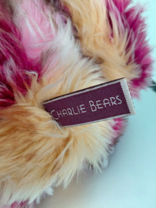 Charlie Bears Plush Teddy Bear Soft Toy - Beige & Pink, Black Eyes, 1 Item
