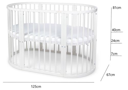 BABYMAM Snoa Oval Baby Cot – White Convertible Crib with Mattress — image 6