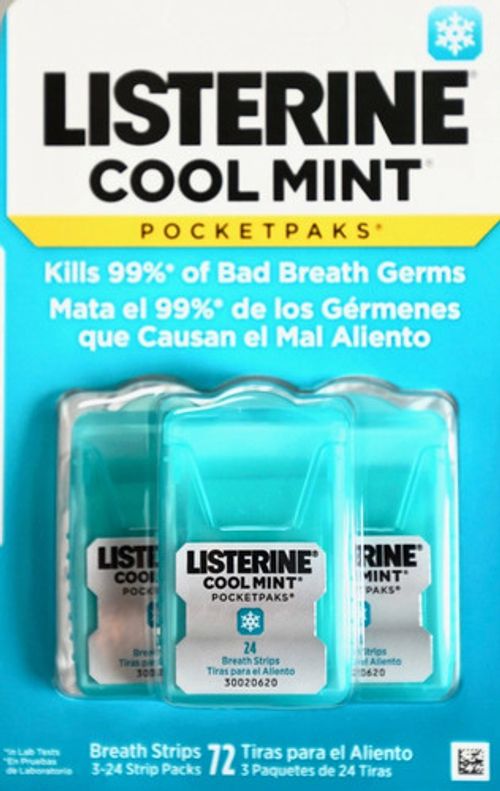 Listerine Cool Mint Pocketpaks 72 Breath Strips