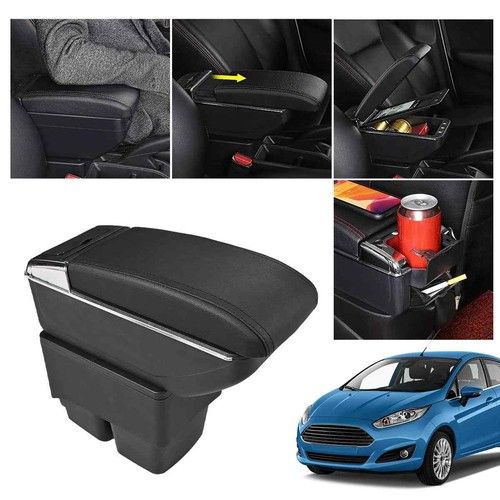 For Ford Fiesta Mk7 2009-2017 Arm Rest Centre Console Storage Box Armrest Black