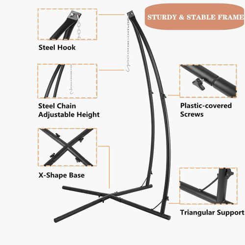 Hammock Chair Stand W/ Hanging Tree Tent, Porch Swing Chair W/ Hanging C Stand — image 3