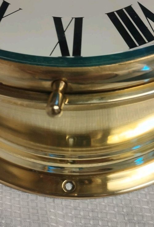 1968  MILITARY ISSUE 8" Brass  Bulkhead Clock, Smith Astral,  wall clock — image 8