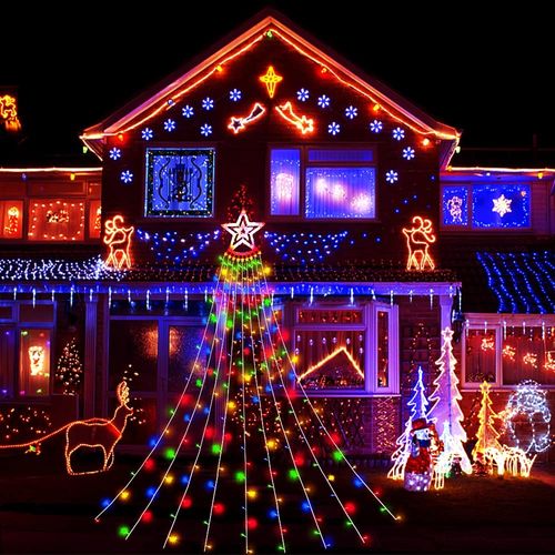 Kwaiffeo Outdoor Christmas Decorations 350 LED Waterfall Christmas Lights 3.5M — image 7