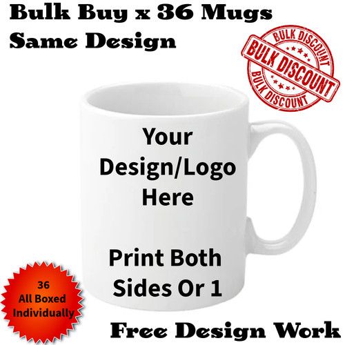 36 x Custom Branded Bulk Buy Promotional,Personalised,Business Printed Mug,mugs