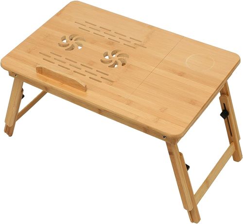Bamboo Folding Laptop Stand Adjustable Angle Bed Breakfast Tray Table Macbook PC — image 4