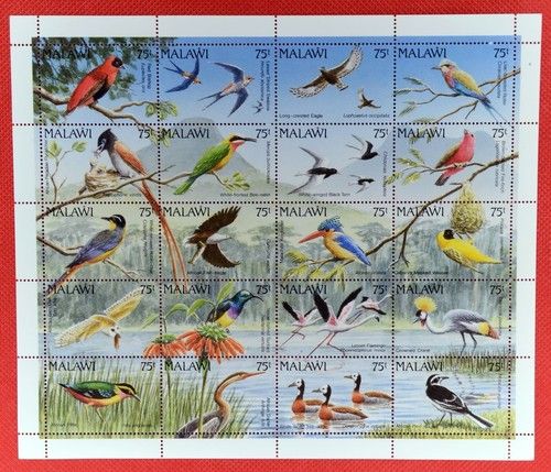 ZAYIX - 1992 Malawi 598 MNH miniature sheet Birds of Africa Flowers 071922SL01M