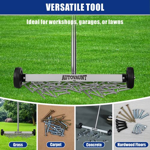 17" Rolling Magnetic Sweeper w/ Wheels Pick Up Nails Screws Adjustable Handle — image 3