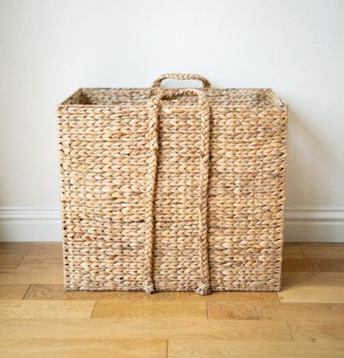 Vintage Handmade Authentic Water Hyacinth Extra Large Natural Basket Box