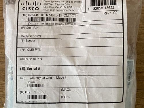 Cisco RCKMNT-19-CMPCT For Cisco COMPACT SWITCH 3560 2960 ME-3400 Rack Mount Kit