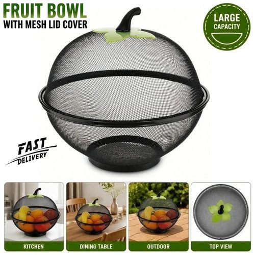 Fruit Fly Proof Fruit Bowl, Large Capacity Mesh Fruit Basket with Lid Cover Hot