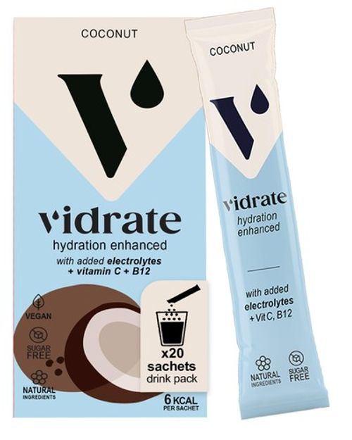 Vidrate Electrolytes Powder, Coconut, 20 Sachets 20 Sachets, Clear