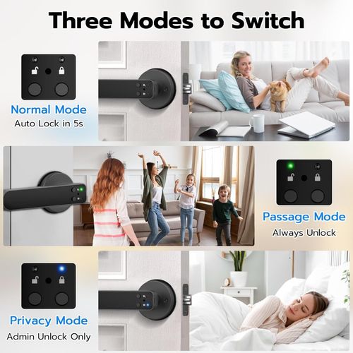 Smart Fingerprint Door Lock with Display Screen Keypad RFID Bluetooth Handle — image 8
