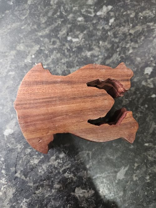 Vintage Hand Carved Wooden Puzzle Frog Toad 7 Piece Chunky Secret Centre Moons — image 7