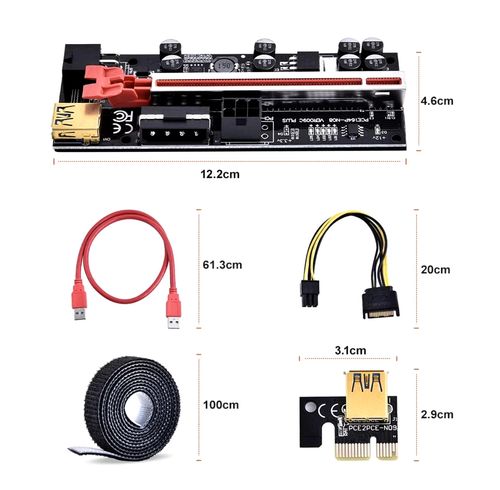 3X PCI-E Riser Card PCIe 1x to 16x USB 3.0 Data Cable Bitcoin Mining UK VER009C — image 8