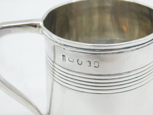 George III Sterling Silver Lined Pattern Christening Mug Antique 1800 London — image 3