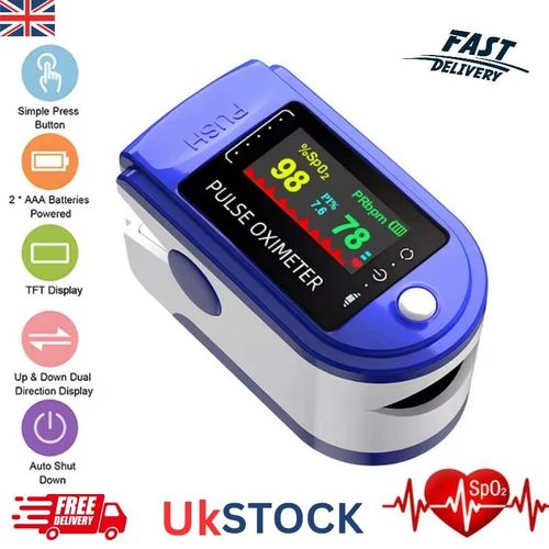Finger Pulse Oximeter Blood Oxygen Saturation Meter SpO2 Heart Rate Monitor UK — image 2