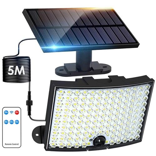 LED Solar Motion Sensor Wall Light Outdoor Garden Security Garage Shed Lamp UK