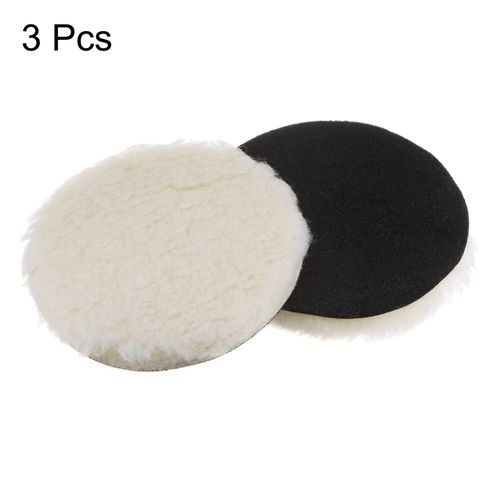 3 Pcs 6 inch Wool Buffing Pads Car Auto Wool Polishing Pad Hook and Loop — image 3