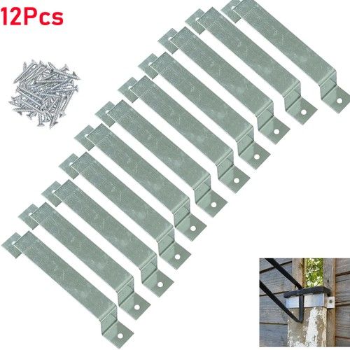 12/22X Fence Post Security Brackets Galvanised Steel Panel Brackets Fits 4” Post