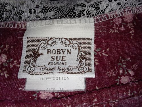 Vintage Robyn Sue Girls Dress Size 10 Prairie Style Burgundy Floral Long Sleeve — image 8