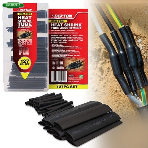 Heat Shrink Tube Assortment Set 127pc Ideal For DIY, Home & Hobby - Dekton