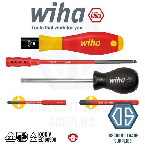 WIHA SlimBit SlimVario VDE SoftFinish Replacement Slim Bits PH1 PZ1 PZ2 TORX HEX