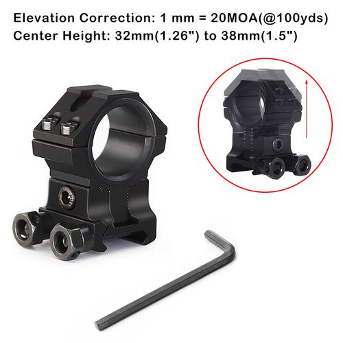 2Pcs 11mm rail Adjustable Height Scope Mount 30mm 1" Rings Dovetail Riser Mount — image 11