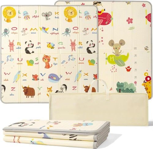 Reversible Baby Play Mat Foldable Waterproof Large Soft Foam Crawling Mat NonTox