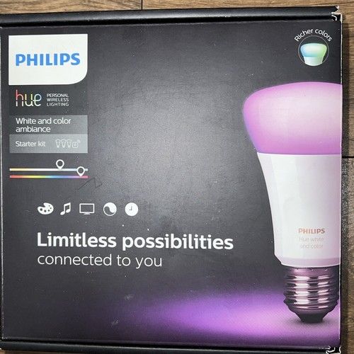 Philips Hue Starter Kit (two B22 Bulbs & Bridge)box Open