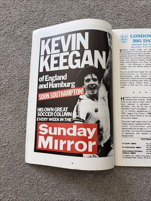 FA Cup Final Programme 10 May 1980 Arsenal Vs West Ham United — image 8