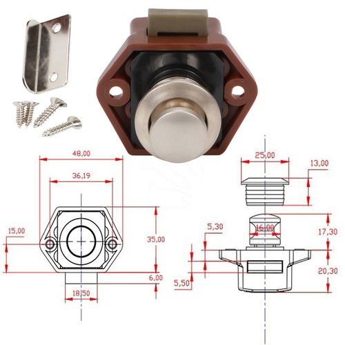 5-30x Push Button Catch Lock Drawer Cupboard Door Knob Latch Camper Van Caravan
