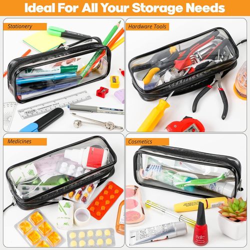 Clear Pencil Case Black | 22x4x9 cm Stylish, Practical and Transparent Pencil C — image 5