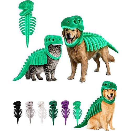 Halloween Dinosaur Pet Costume T Rex Skeleton Plush Outfit Cat Dog Fancy Dress — image 1