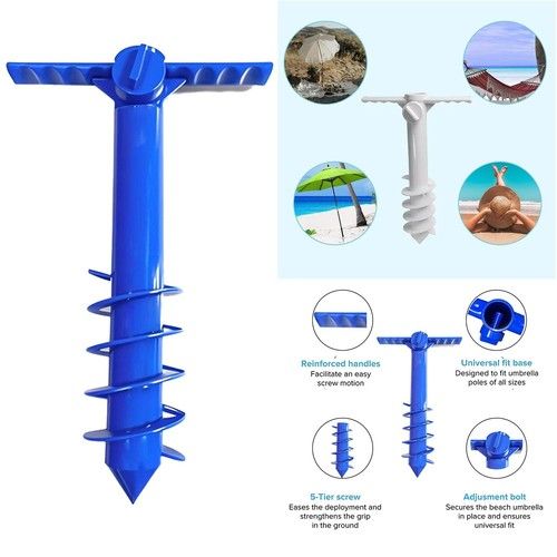 SCREW IN PARASOL ADJUSTABLE BASE HOLDER UMBRELLA GROUND SPIKE BEACH STAND BEST