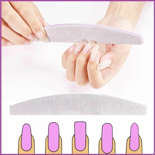 12x Nail Files 100/180 Grit Professional Half Moon Curved Double Sided Nail File — image 6