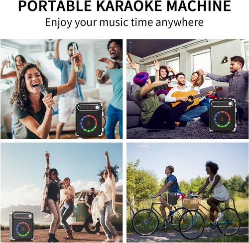 Karaoke Machine with 2 Wireless Microphones,Portable Bluetooth 5.1 Speaker Light — image 8