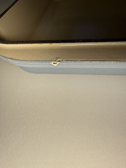 Le Creuset Rectangular Oven Roasting Tray Dish Light Blue 30 Cast Iron *Chipped* — image 20