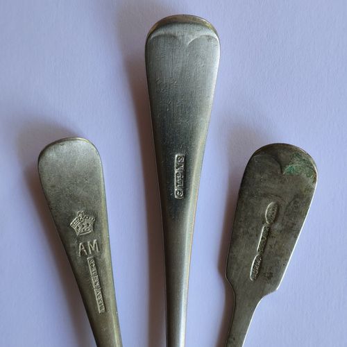 Job Lot 3 Vintage Spoons WW2 1940 RAF Air Ministry AM Bisby, EPNS & Burma Silver — image 3