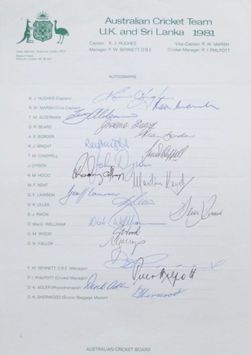 Autograph Sheet - Australian Cricket Team Tour (Multiple Tour Options)