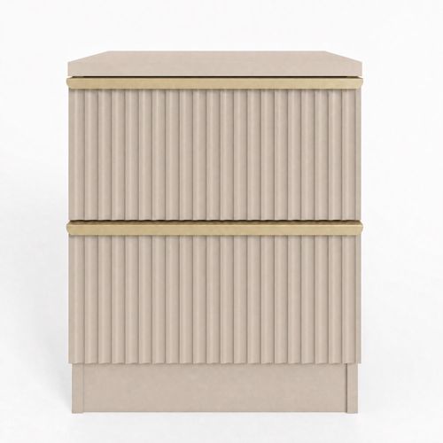 Lania Beige 2 Drawer Scalloped Bedside Table Bedroom Storage — image 6