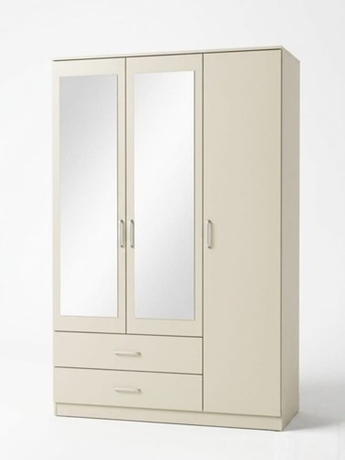 Modern 3Door Wardrobe With 2 Drawers Mirrored Hanging Rail Bedroom Furniture Set